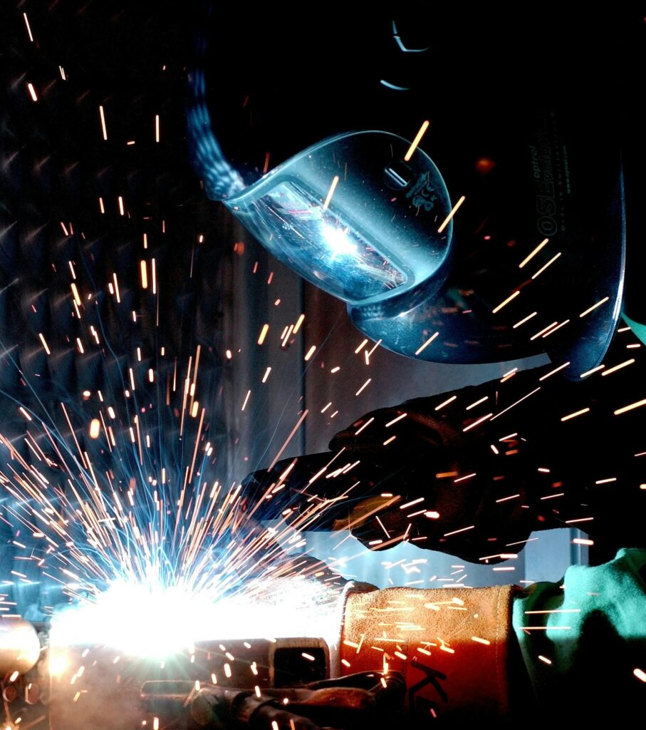 Worker welding